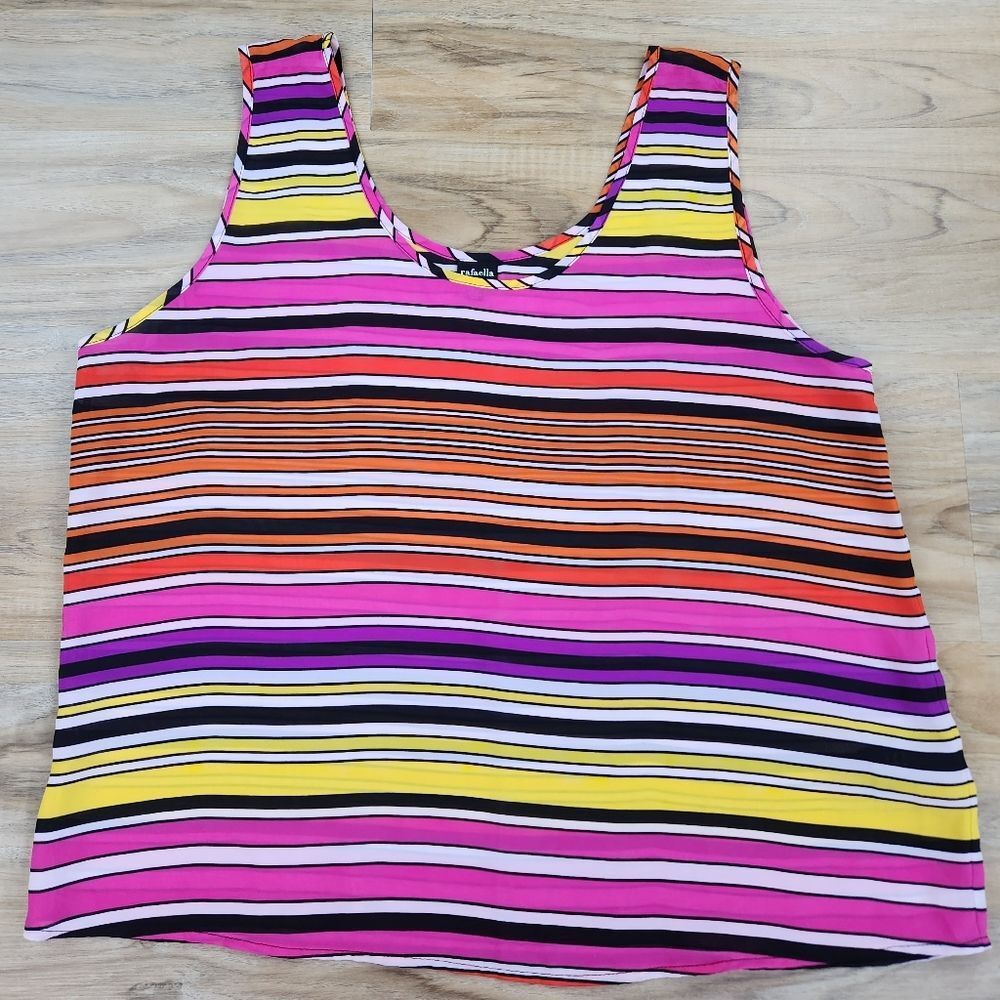 🍑Rafaella Multicolor Striped Lightweight Sleeveless Top XLarge